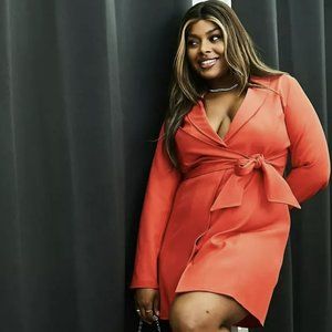 ASOS Plus tie front blazer dress in tomato red Size 24